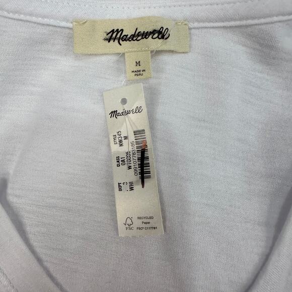 Madewell Slub Pima Cotton Jersey Perfect V-Neck Tee WMNS M White Short Sleeves - Picture 9 of 10